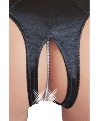 Tanga ouvert en satin avec perles - Cottelli